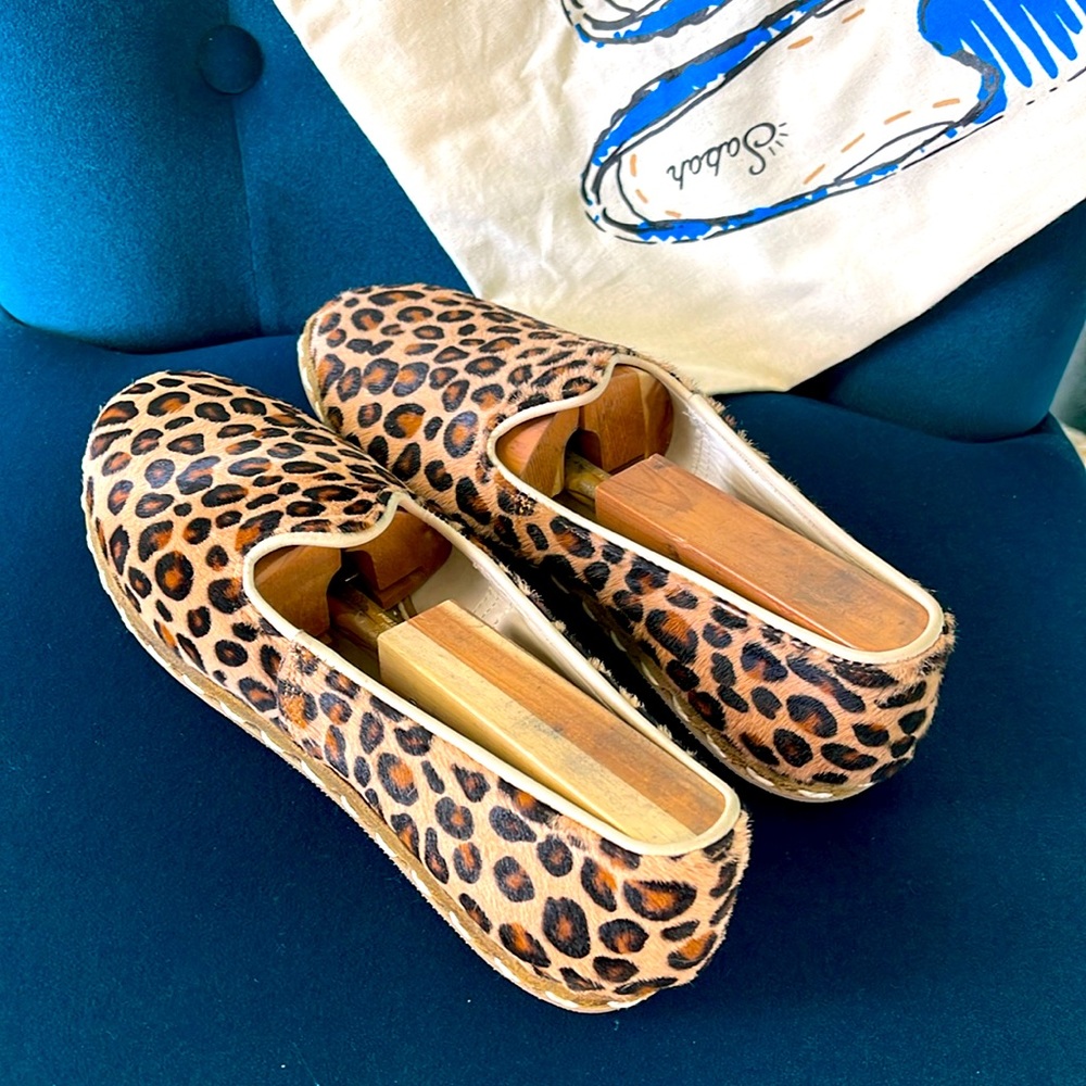 SABAH New in bag Cheetah Leopard Animal Print Handmade Leather Slip On Size 40